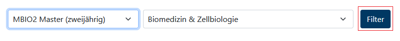 Wie filtere ich Module durch die vorgegebenen Auswahlmöglichkeiten?