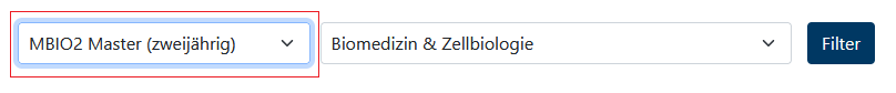 Wie filtere ich Module durch die vorgegebenen Auswahlmöglichkeiten?