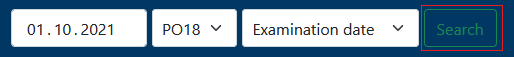 How can I search for things or my examination date in the application?