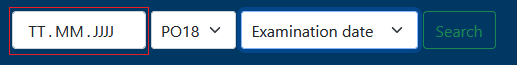 How can I search for things or my examination date in the application?