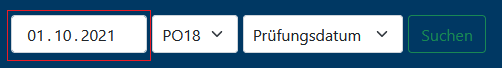Wie kann ich in der Anwendung nach Dingen oder meinem Prüfungsdatum suchen?