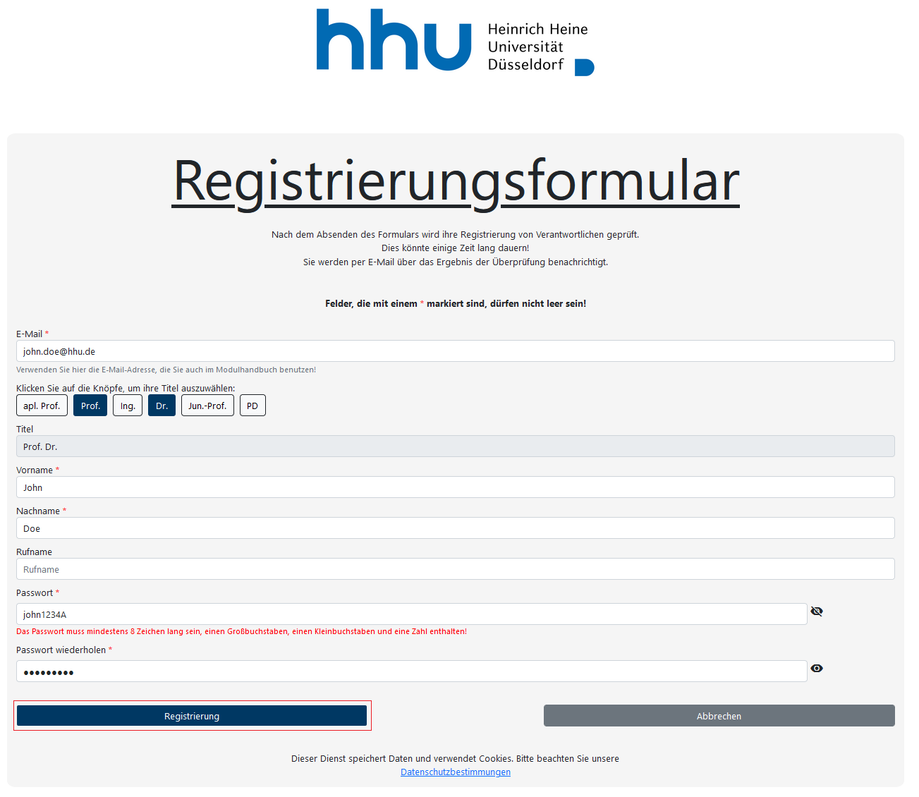 Wie registriere ich mich als Mitarbeitende/r in der Anwendung?