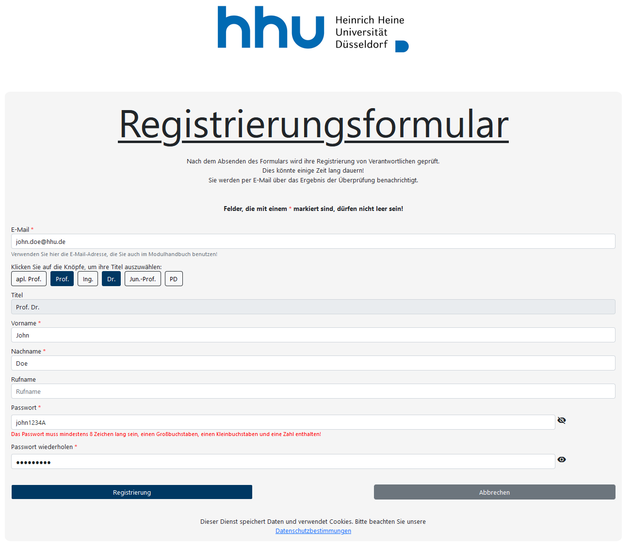 Wie registriere ich mich als Mitarbeitende/r in der Anwendung?